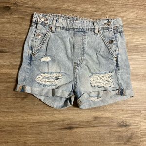 H&M Dividend Distressed High Waisted Denim Sailor Shorts